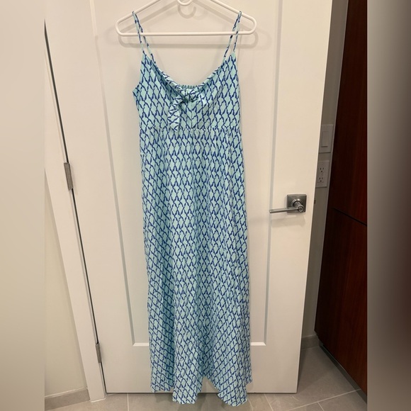Vineyard Vines Lattice Print Tie Front Maxi Dress Crystal Blue Size 10 - Picture 11 of 13
